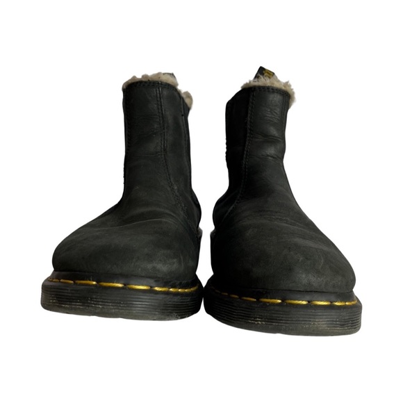 Dr. Martens 2976 Leonore black leather Chelsea boots fur lining size 10 - Picture 3 of 7